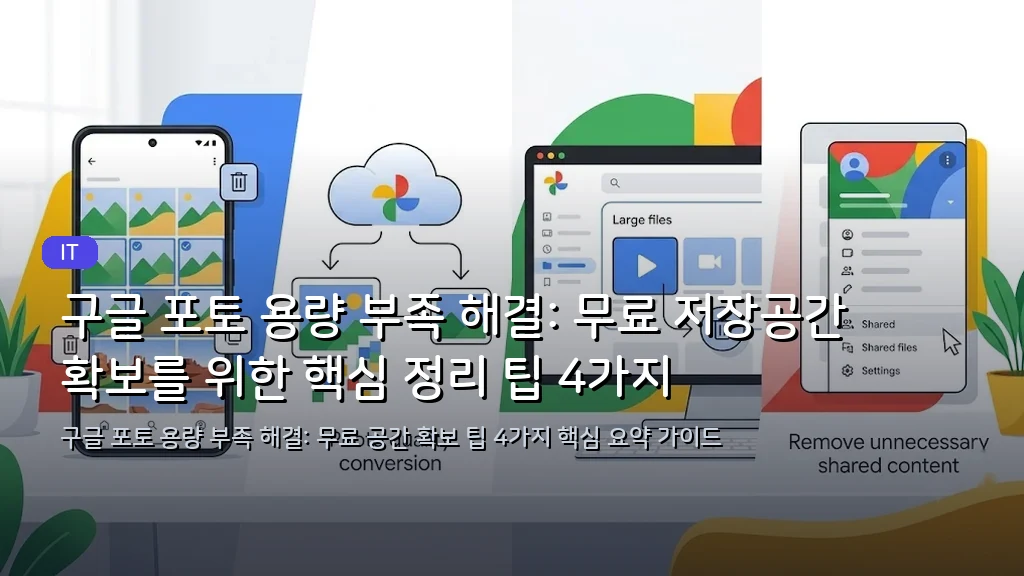구글 포토 용량 부족 해결: 무료 저장공간 확보를 위한 핵심 정리 팁 4가지 - 대표 이미지