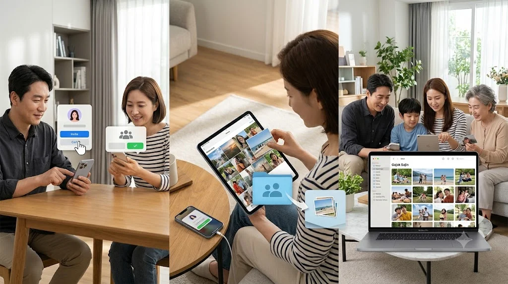 가족 구성원 초대 및 참여 권한 관리