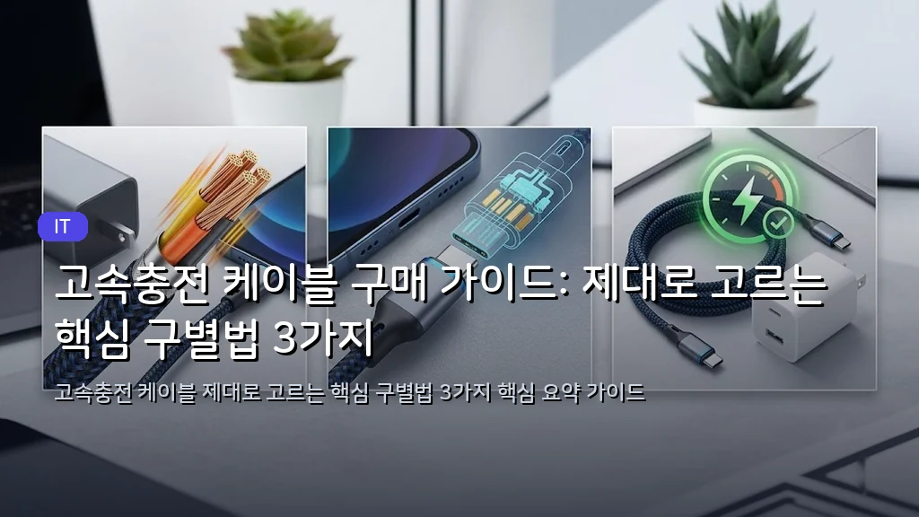 고속충전 케이블 구매 가이드: 제대로 고르는 핵심 구별법 3가지 - 대표 이미지