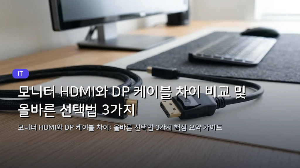 모니터 HDMI와 DP 케이블 차이 비교 및 올바른 선택법 3가지 - 대표 이미지