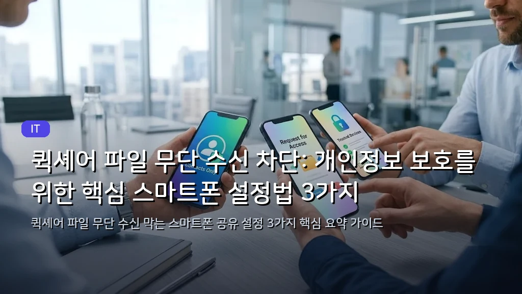 퀵셰어 파일 무단 수신 차단: 개인정보 보호를 위한 핵심 스마트폰 설정법 3가지 - 대표 이미지