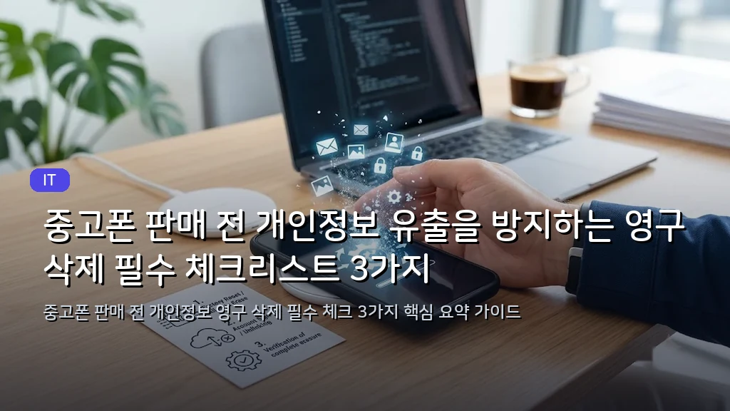중고폰 판매 전 개인정보 유출을 방지하는 영구 삭제 필수 체크리스트 3가지 - 대표 이미지