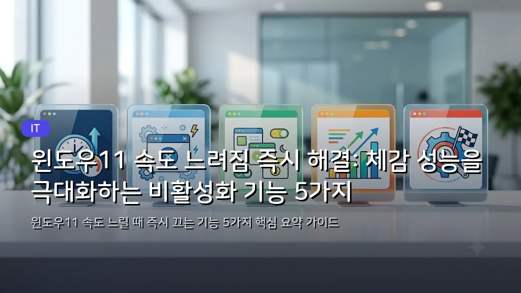 윈도우11 속도 느려짐 즉시 해결: 체감 성능을 극대화하는 비활성화 기능 5가지